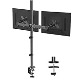 HUANUO Dual Monitor Stand, Extra Tall 32” Pole Monitor Desk Mount, Fully Adjustable, Holds 2...