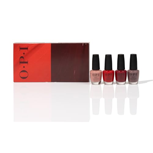OPI Nail Lacquer Cult Classics Collection - Including You Don't Know Jacques, Malaga Wine, Barefoot in Barcelona & Big Apple Red® - 4 x 15ml