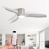 Sofucor 52 Inch Low Profile Ceiling Fans with Lights, Modern Flush Mount Ceiling Fan with 3 Plastic Blades, 6500CFM, Dimmable 6-Speed 3-Timer Reversible DC Motor for Bedroom Living Room, ETL, Gray