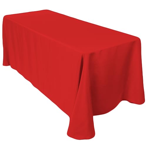 LinenTablecloth 90 x 156-Inch Rectangular Polyester Tablecloth Red