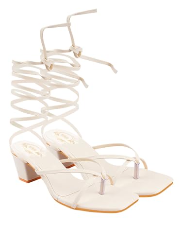 Image of Shoetopia Elegant Block Heel Sandals with Gladiator Detail | Chic Lace-Up Straps | Comfortable Summer Footwear for Women