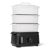 Amazon Basics Electric Food Steamer for Cooking Vegetables with 3-Tier Design, BPA-Free, 9.5 QT, Black