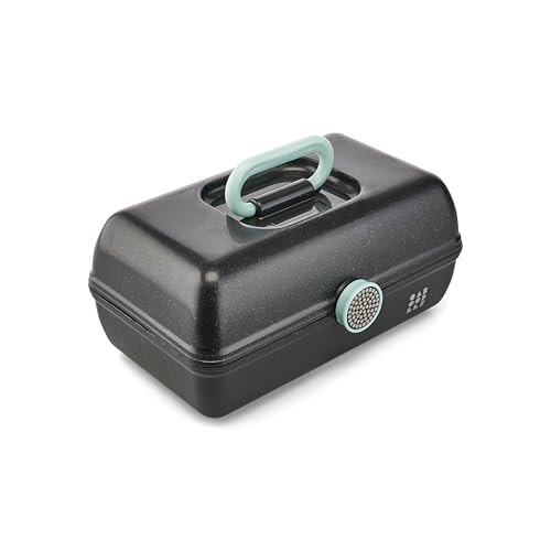 Image of Caboodles On-The-Go Girl Makeup Box, Black Sparkle, Show Girl Collection, Hard Plastic Makeup Organizer Box, Built-In Mirror, Secure Latch for Safe Travel, Spacious Storage for Large Items