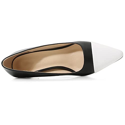 Stunner Women's Pointed Toe Pumps Shoes Stitching Color Chunky Heel Party Dress Heels3