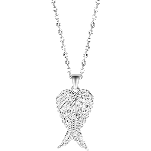 Wings Necklace 925 Sterling Silver Angel Pendant Necklace for love and free Jewelry Gift for Women with gift box