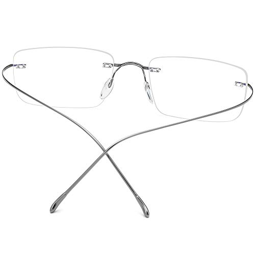 Fonex Titanium Glasses Frame,Rimless Frameless Optical Eyewear Eyeglasses For Men And Women F85634 (Grey) #TOP4