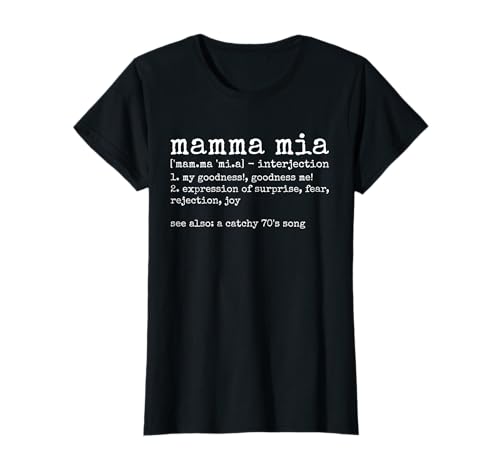 Mulher mamma mia dicionário italiano definição divertida t-shirt, Preto, Female X-Small