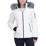 Nautica Ladies' Puffer Water Resistant with Faux Fur Hood (White,X-Large)