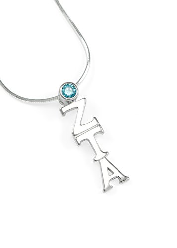 The Collegiate Standard Zeta Tau Alpha Sterling Silver Lavaliere with Swarovskiâ„¢ Turquoise Crystal