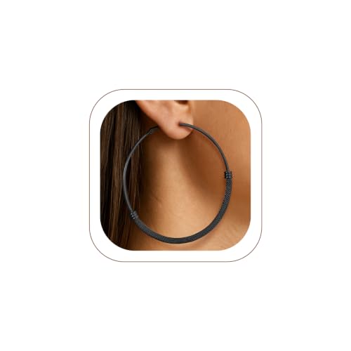 Big Earrings For Women 80mm Oversize Womens Statement Jewelry Stainless Steel Large Hoops Black Hoop Earrings