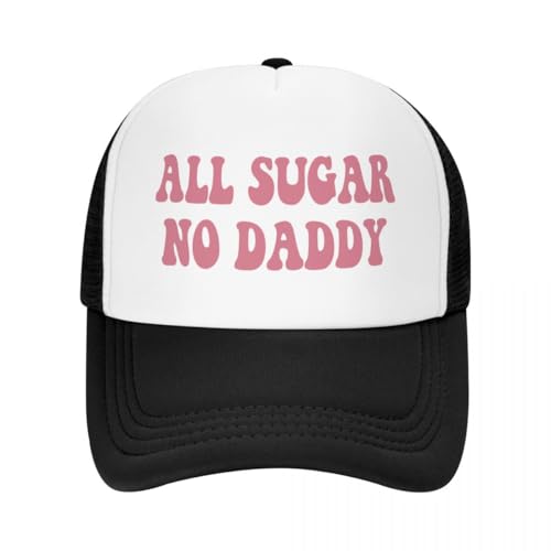 All Sugar No Daddy Trucker Hats for Women Hot Pink Funny Gag Trucker Caps for Men Girls
