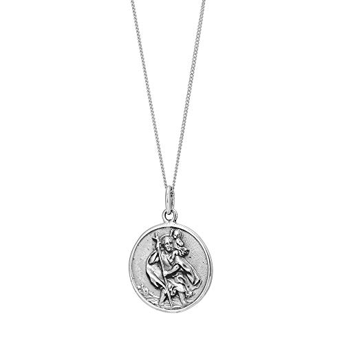 Collier Saint Christophe en argent 925 pendentif voyageur et chaîne gourmette pour homme et femme