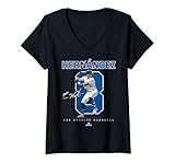 Womens Number and Portrait Kike Hernandez Los Angeles MLBPA V-Neck T-Shirt