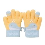 [QINTIAN] キッズ手袋 ベビー 赤ちゃん ミトン グローブ 3-5歳 子供 あったか手袋 児童 全指 おしゃれ 可愛い 冬物 防寒 保温 通園 男女兼用 (イエロー)