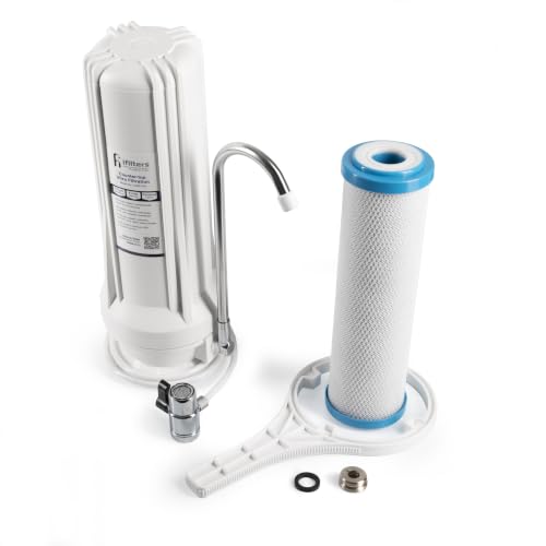 Image of iFilters CNTP-1W Countertop Water Filter with 0.5 Micron Carbon Block | CNTP-1W | White Countertop Drinking Water System | Reduces CTO, VOCs, Cysts, Pesticides, Bad Taste & Odor | White Housing