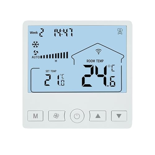 Termostato Inteligente Para Casa, Termostato Para Aire Acondicionado Del Hogar, Controlador de Temperatura con LCD 3 Velocidades Panel Energéticamente Eficiente para Cocina Dormitorio Sala Oficina