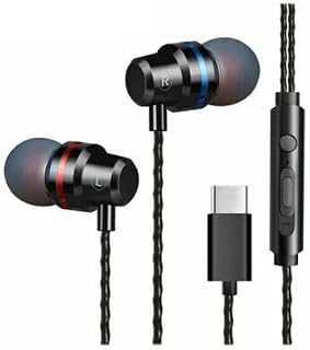 USB C Headphones, Type C Earphones In-Ear Wired Headphones With Mic&Volume Control, Stereo Headphones, HiFi Stereo Sound, Compatible With (For Huawei Devices Only) (black)