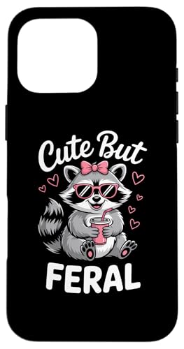 Funny Women Cute but Feral Girl Summer Raccoon �X�}�z�P�[�X iPhone 16 Pro Max �p