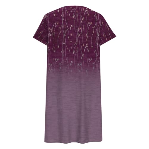 Womens Plus Size Dresses V Neck Short Sleeve Summer Casual Solid Dress Tunic with Pocket Summer Outfits - Image 3