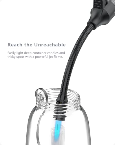 Maxfire Stabfeuerzeug Gasfeuerzeug Sturmfeuerzeug Jetflamme Gas Butan Nachfüllbar, Lang Stab Jet Feuerzeug für Kerzen, Kamin, Ofen, Küche, Camping,Herd (Verkauft ohne Gas)