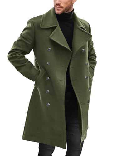 Runcati Mens Double Breasted Trench Coat Notch Lapel Peacoat Runcati Mens Double Breasted Trench Coat Notch Lapel Peacoat