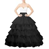 aingycy Hoop Skirt Full A-line Bridal Dress Gown Slip Petticoat for Wedding Dress Crinoline Underskirt Ball Gown (Black)