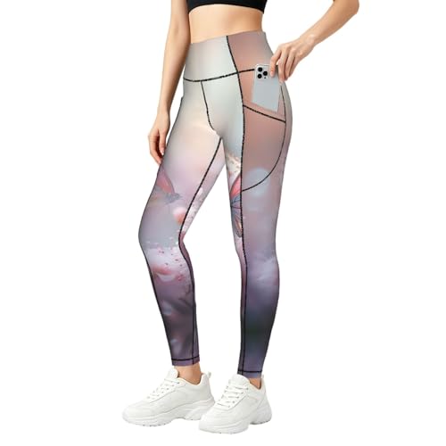 Pantalones de yoga de cintura alta con bolsillos elásticos para fitness y running