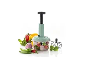 SAMPWARE Manual Hand-Press 2 in 1 Easy Push and Chop Chopper Vegetable and Fruit Cutter, Mixer (650 ML)