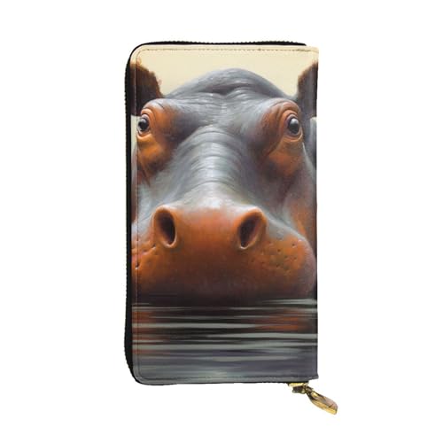 Portefeuille long femme en cuir d'hippopotame pour portable
