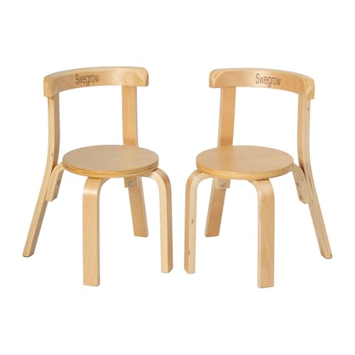Swegrow Wooden Kids Chair, Toddler Chair for Table, Kids Stackable Chair, Kids Wooden Furniture for Family/Playroom/Classroom?2-Pack-Natural Wood?