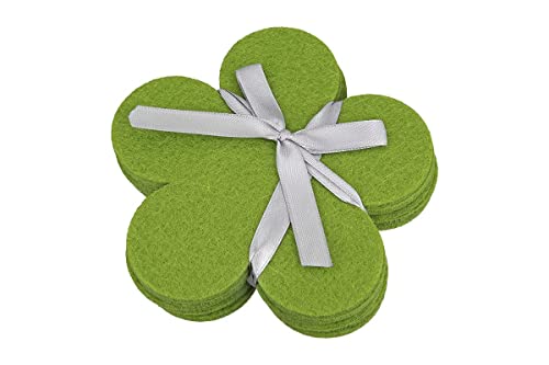Filzuntersetzer für Gläser 6er Set Blume Grün 11,5cm