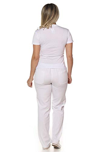 Calça branca feminina cós meio elástico