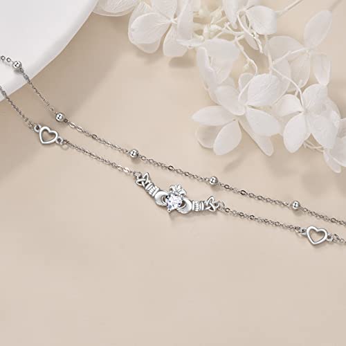 Image of VONALA Evil Eye Anklet 925 Sterling Silver Irish Celtic Knot /Witches Knot /Claddagh /Infinity Heart /Butterfly /Pineapple Chain Hotwife Anklet Foot Ankle Jewerly Gift for Women Mother Wife Sisters