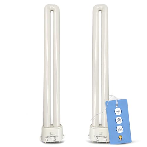 11w 4 Pin Compact Fluorescent Lamp PL-S 2G7 Cool White 4000K (Dulux SE) U-Shape Single Rotating Tube Energy Saving, for Recessed Lighting, Downlights, Bathroom, Mirror Lights and Desk Lamps, Pack of 2