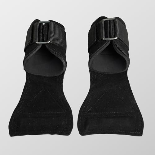 Image of Palm Leather weight lifting Straps(pair) anti-slip suede, neoprene padded gym straps for back /pull exercises (Black)