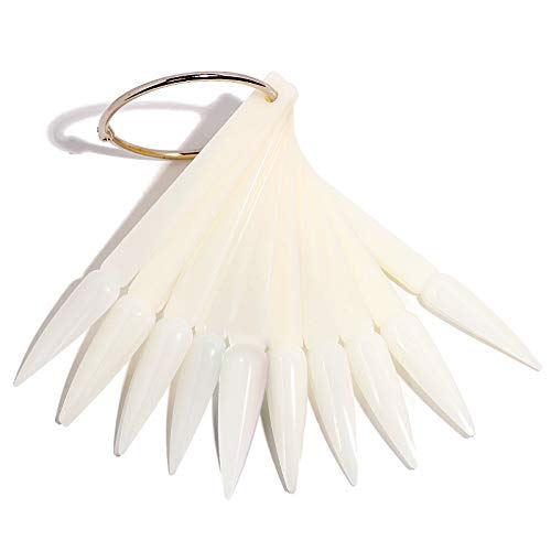 200 Pcs Nail Tips Sticks Natural Nail Color Display Stiletto Nail Practice Nail Sample Sticks