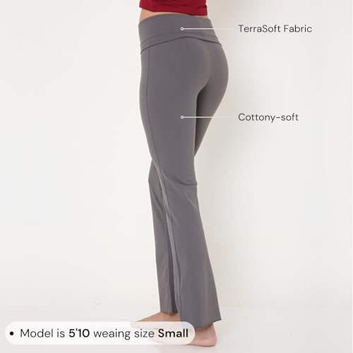 Image of Terractive Cuddle Flares for Women | TerraSoft Ultra Soft, Super Stretchy & Sweat-Wicking Flare Pants | High-Waist Tummy Tuck Workout & Lounge Pants