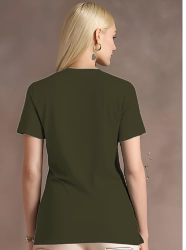 Image of Mack Jonney Ribbed |Regular Fit | Half Sleeves 100% Cotton Polo Neck Self Design with Zip T-Shirt for Women-M950
