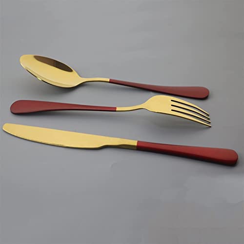 Ensemble de vaisselle en acier inoxydable bicolore avec couteaux fourchettes cuillères - 2