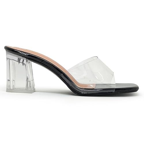 Image of WFS Women's Transparent Strap 2.5 Inch Block Heel Sandal