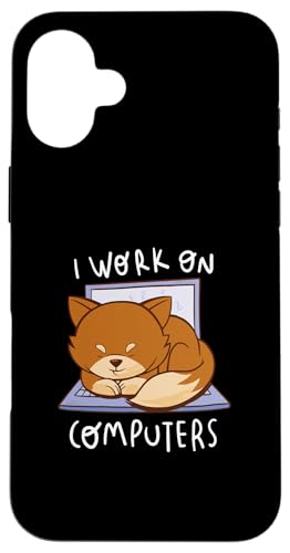 I Work On Computer - Funny Cat スマホケース iPhone 16 Plus 用