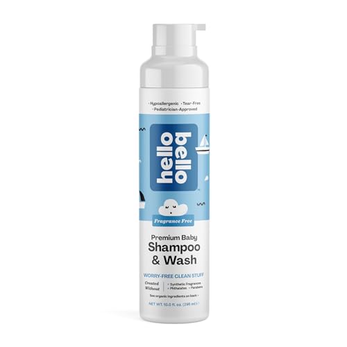 Image of Hello Bello Shampoo & Body Wash - Gentle Hypoallergenic Tear-Free Formula for Babies and Kids - Vegan and Cruelty-Free - Fragrance Free - 10 fl oz