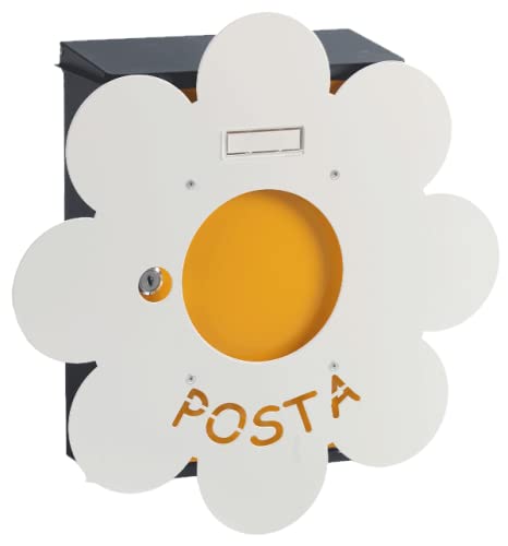 Alubox 08MIAPLMARGHEBI Frontale Intercambiabile per Cassetta Postale MIA con Disegno Margherita, Bianco