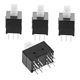 BESTonZON 4pcs Self-locking Mini Push Button Switch Kit Micro Push Button Latching Switches for Audio