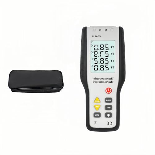 デジタル熱電対センサー温度計 4チャンネルKタイプ | 摂氏/華氏/ケルビン変換対応 | -200℃?1372℃測定範囲 | 最小/最大/平均データ表示・データ保持機能 | 携帯型LCDバックライト付温度計