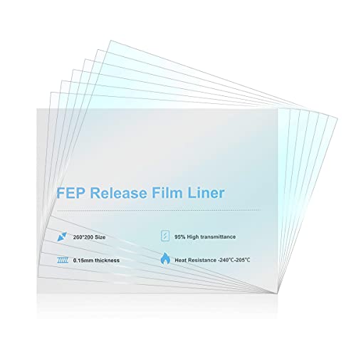 6PCS Creality FEP Film Release Films 260 x 200 x 0.15mm for ELEGOO Saturn/Saturn S/Mars 3 Pro/ANYCUBIC Photon Mono X/Pho