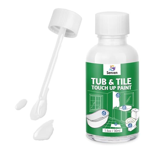 Tub and Tile Touch Up Paint Kit - High-Gloss White Porcelain Paint for Scratches & Chips on Tubs, Tiles, Sinks, Toilets Bathtubs, Fiberglass White Repair Acrylic, Enamel Quick-Dry 1.5 Fl Oz