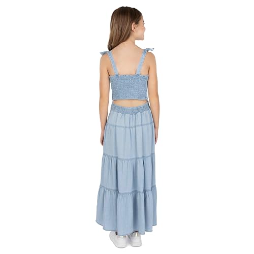 Image of Speechless Girls' Sleeveless Cropped Top and Maxi Tiered Skirt Set