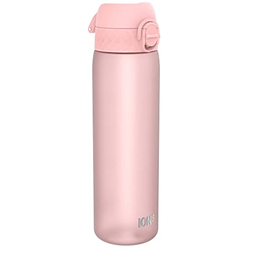 ion8 Botella Agua, 500ml, a Prueba de Fugas, Fácil de Abrir, Cerradura Segura, Apta para Lavavajillas, Sin BPA, Asa de Transporte, Fácil de Limpiar, Neutro en Carbono, Rosa Claro