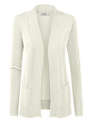 WSK926 Women Open Front Knit Cardigan S Ivory Maine 